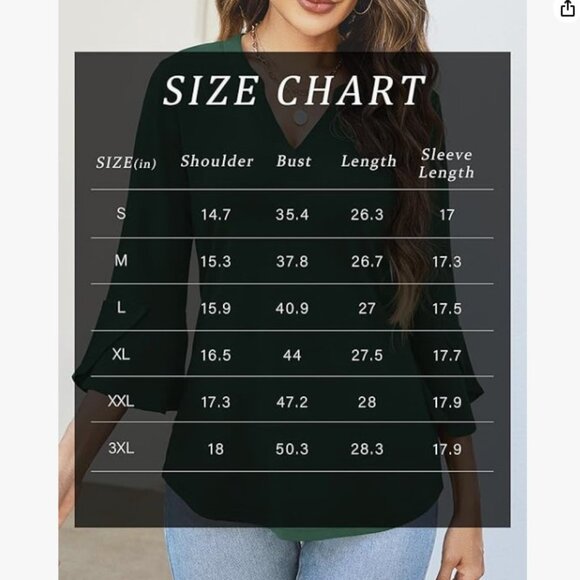 NWT -- 3/4 sleeve top V-neck shirt size large gorgeous green - Picture 5 of 5